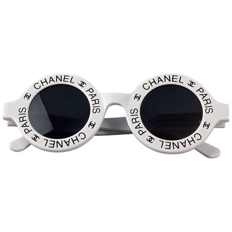 vintage chanel logo round white sunglasses|authentic vintage chanel sunglasses.